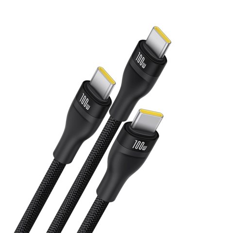 Kabel przewód 3w1 USB-C Flash Series 3 100W 1.5m - czarny
