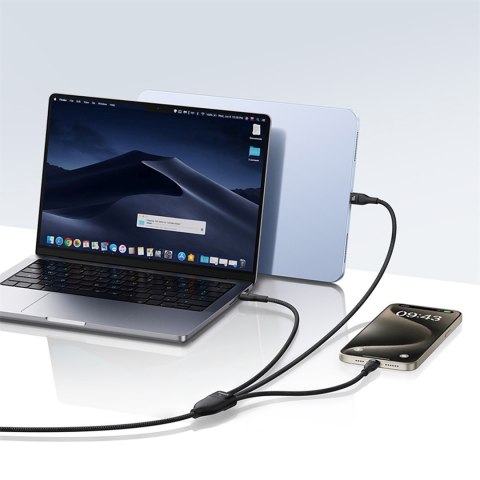 Kabel przewód 3w1 USB-C Flash Series 3 100W 1.5m - czarny