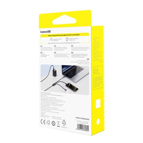 Kabel przewód 3w1 USB-C Flash Series 3 100W 1.5m - czarny