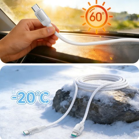 Kabel przewód USB-C Lively Series 60 W 1.2 m - biały
