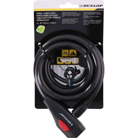 ZAPIĘCIE ROWEROWE SPIRALNE NA KLUCZ 1.2x150CM DUNLOP