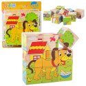 Drewniana Układanka Klocki Farma Puzzle Edukacyjne Zwierzęta 6 Obrazków