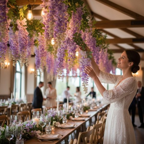 Wisteria Sztuczne Kwiaty Girlanda Glicynia Kwiaty Wiszące Balkon Taras Ślub fioletowa