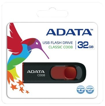 Pendrive A-DATA C008 64 GB Czarno-czerwony (64 GB /USB 2.0 /Czarno-czerwony )