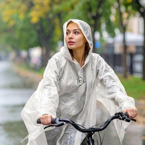 PONCHO PRZECIWDESZCZOWE ROWEROWE DLA DOROSŁYCH 100x130x1CM PE 135GR BIAŁE DUNLOP