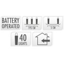 LAMPKI DRUCIKI NA BATERIE GIRLANDA 40 LED SUPER CIEPŁY BIAŁY
