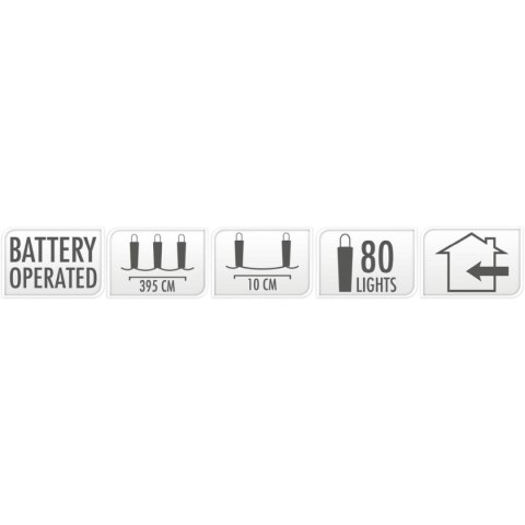 LAMPKI DRUCIKI NA BATERIE GIRLANDA 80 LED MULTIKOLOR