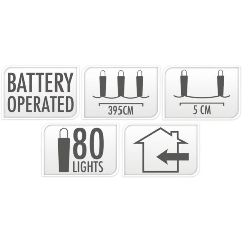 LAMPKI DRUCIKI NA BATERIE GIRLANDA 80 LED SUPER CIEPŁY BIAŁY