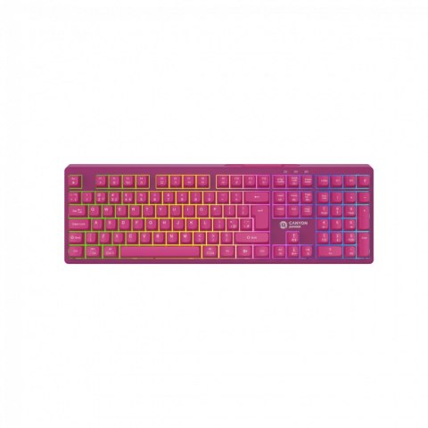 CANYON Klawiatura gamingowa Fortnax GKW-2 RGB Różowa
