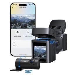 Wideorejestrator Baseus PrimeTrip VD1 Pro kamera samochodowa 4K z kamerą tylną 1080p i zestawem zasilania - czarny