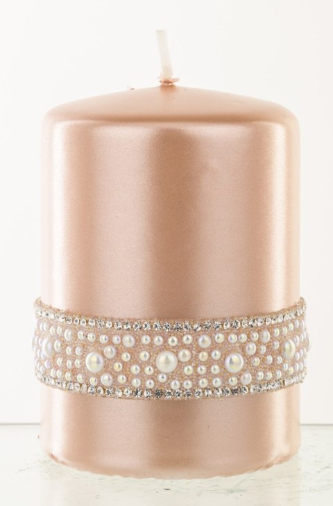 Pl Rose Gold Świeca Crystal Opal Walec Mały Fi7 ART-POL