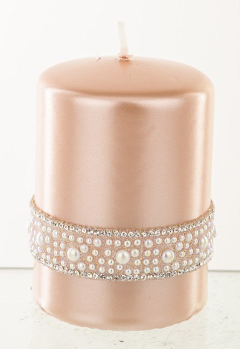 Pl Rose Gold Świeca Crystal Opal Walec Mały Fi7 ART-POL