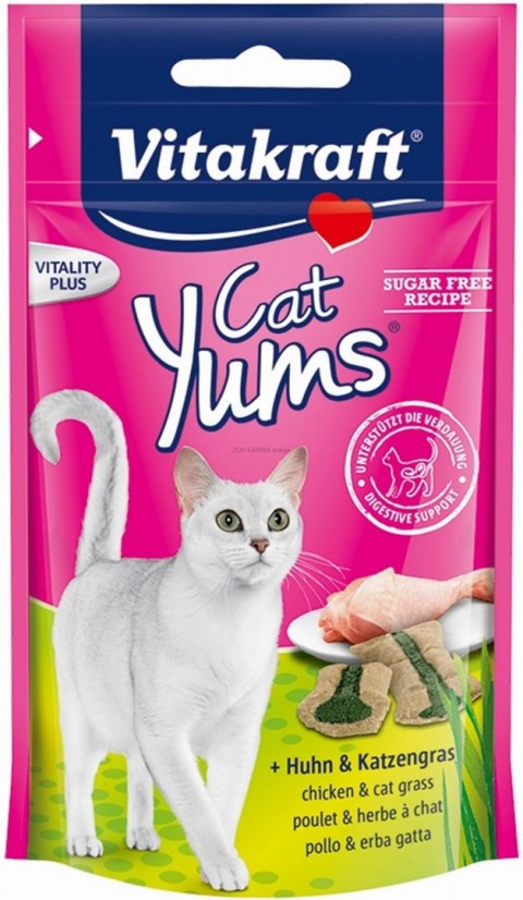 VITAKRAFT CAT YUMS przysmak dla kota, kurczak z kocią trawą 40g +20% gratis