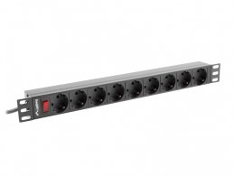 Listwa zasilająca Rack PDU 19 cali 1U 16A 9xSchuko 3m Czarna