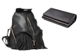 PROMO SET Plecak Let's Go Boho EP 17 Black + Portfel Skórzany Damski PPD3 Black