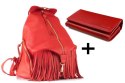 PROMO SET Plecak Let's Go Boho EP 17 Red + Portfel Skórzany Damski PPD3 Red