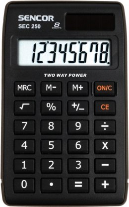 Kalkulator kieszonkowy SEC 250, 8 cyfr LCD, Podwójne zasilanie