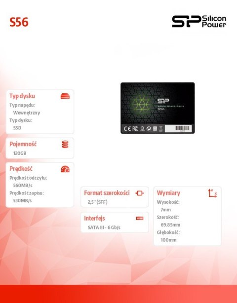 Dysk SSD Slim S56 120GB 2,5" SATA3 460/360 MB/s 7mm