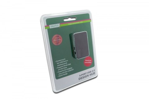 HUB/Koncentrator 4-portowy USB 2.0 HighSpeed, aktywny, czarno-srebrny