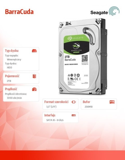 Dysk twardy BarraCuda 2TB 3.5 cala 256MB ST2000DM008