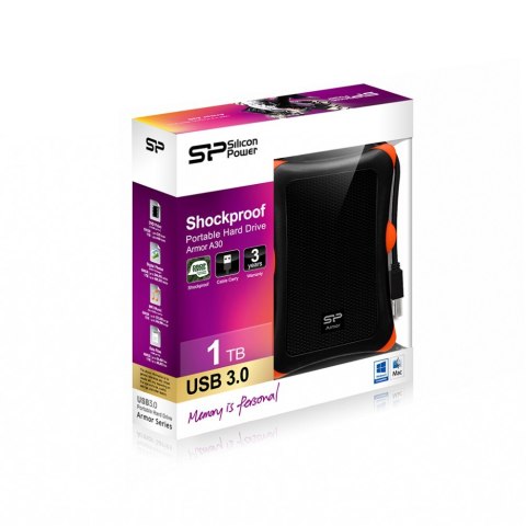 ARMOR A30 1TB USB 3.0 BLACK-ORANGE / PANCERNY / wstrząsoodporny
