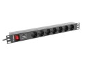 Listwa zasilająca Rack PDU 19" 1U 10A 7X SCHUKO 2m czarny C14