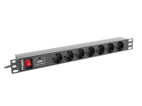 Listwa zasilająca Rack PDU 19" 1U 10A 7X SCHUKO 2m czarny C14