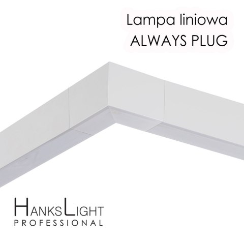 Lampa LED HanksLight,white,liniowa,alu,zwiesz,wtyczka-opcja łączenia,1200mm,down36W,4000K