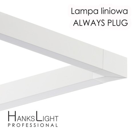 Lampa LED HanksLight,white,liniowa,alu,zwiesz,wtyczka-opcja łączenia,1200mm,down36W,4000K