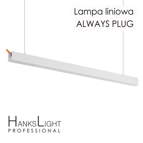 Lampa LED HanksLight,white,liniowa,alu,zwiesz,wtyczka-opcja łączenia,1200mm,down36W,4000K