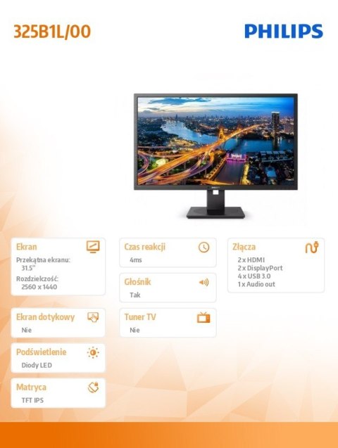 Monitor 325B1L 31.5 cala IPS HDMIx2 DP Pivot