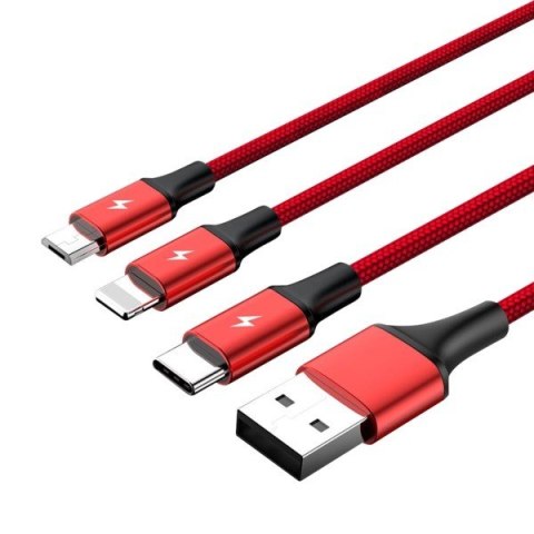Kabel ładujący 3-in-1 USB - USB-C/microUSB/Lightning, 1,2m; C4049RD