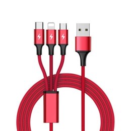 Kabel ładujący 3-in-1 USB - USB-C/microUSB/Lightning, 1,2m; C4049RD