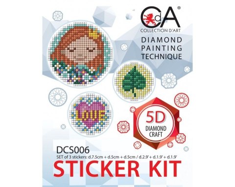 Diament.Mozaika 3 naklejki Dziewczynka