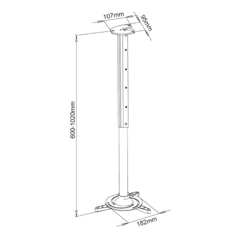 UCHWYT PODWIESZANY 60-102cm DO PROJEKTORA P-105S 15KG ART srebrny