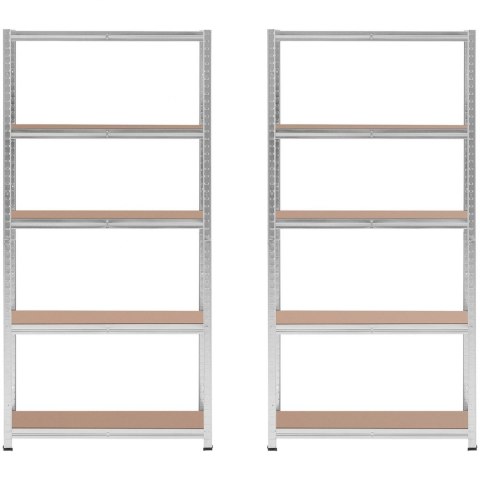 Regał magazynowy metalowy 5 półek 875 kg 90 x 30 x 180 cm szary 2 szt.
