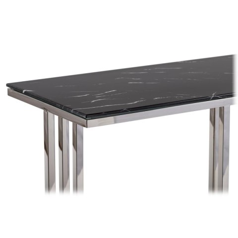 Konsola Amagat Silver Black 120 cm Wykonana ze stali nierdzewnej w kolorze srebrnym, wymiary 120x40x78 cm, blat z hartowanego sz