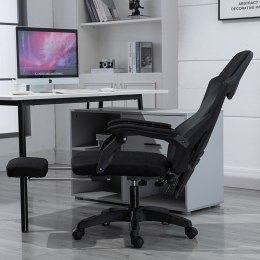 Ergonomiczny, obrotowy fotel biurowy, krzesło z zagłówkiem i podnóżkiem - czarny