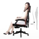 Ergonomiczny, obrotowy fotel biurowy, krzesło z zagłówkiem i podnóżkiem - czarny