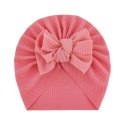 Turban niemowlęcy z kokardką, czapka dziewczęca - różowy