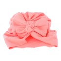 Turban niemowlęcy z kokardką, czapka dziewczęca - różowy