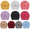 Turban niemowlęcy z kokardką, czapka dziewczęca - różowy