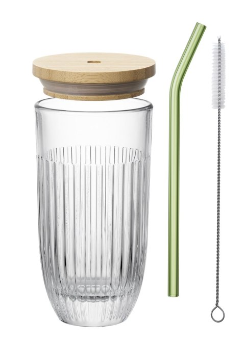 Ouessant Szklanka ze Szklaną Słomką i Pokrywką 400 ml