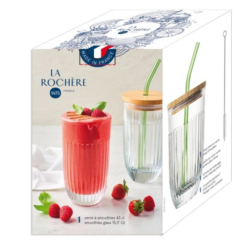 Ouessant Szklanka ze Szklaną Słomką i Pokrywką 400 ml