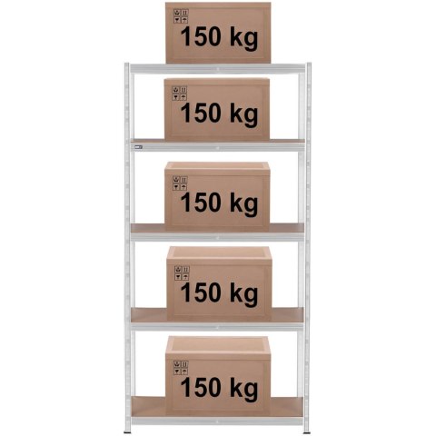 Regał magazynowy metalowy 5 półek 750 kg 100 x 50 x 197 cm szary