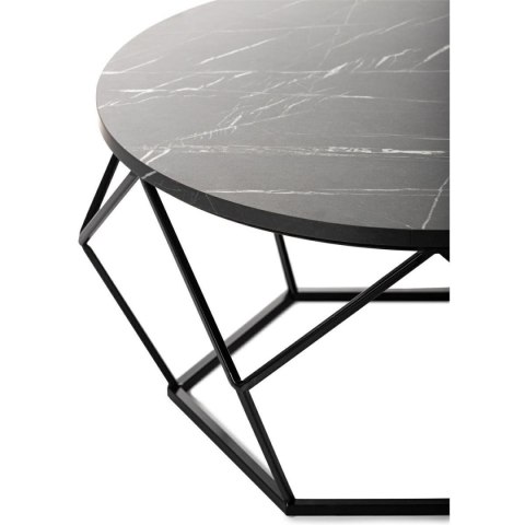Stolik kawowy Diamond 70cm MARMUR czarny Konstrukcja lakierowana na czarno, blat wykonany z płyty MDF w kolorze czarny marmur , 