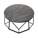 Stolik kawowy Diamond 70cm MARMUR czarny Konstrukcja lakierowana na czarno, blat wykonany z płyty MDF w kolorze czarny marmur , 