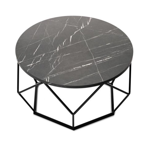 Stolik kawowy Diamond 70cm MARMUR czarny Konstrukcja lakierowana na czarno, blat wykonany z płyty MDF w kolorze czarny marmur , 