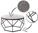 Stolik kawowy Diamond 70cm MARMUR czarny Konstrukcja lakierowana na czarno, blat wykonany z płyty MDF w kolorze czarny marmur , 
