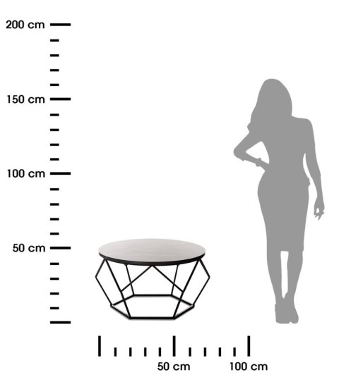 Stolik kawowy Diamond 70cm MARMUR czarny Konstrukcja lakierowana na czarno, blat wykonany z płyty MDF w kolorze czarny marmur , 